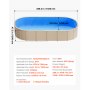VEVOR Liner per Piscina Ovale 375 x 732 cm con Bordo a Incastro, Rivestimento Interno per Piscina Fuori Terra, Pellicola in Vinile Resistente, Altezza Parete 120 cm, con Toppe di Riparazione, Blu