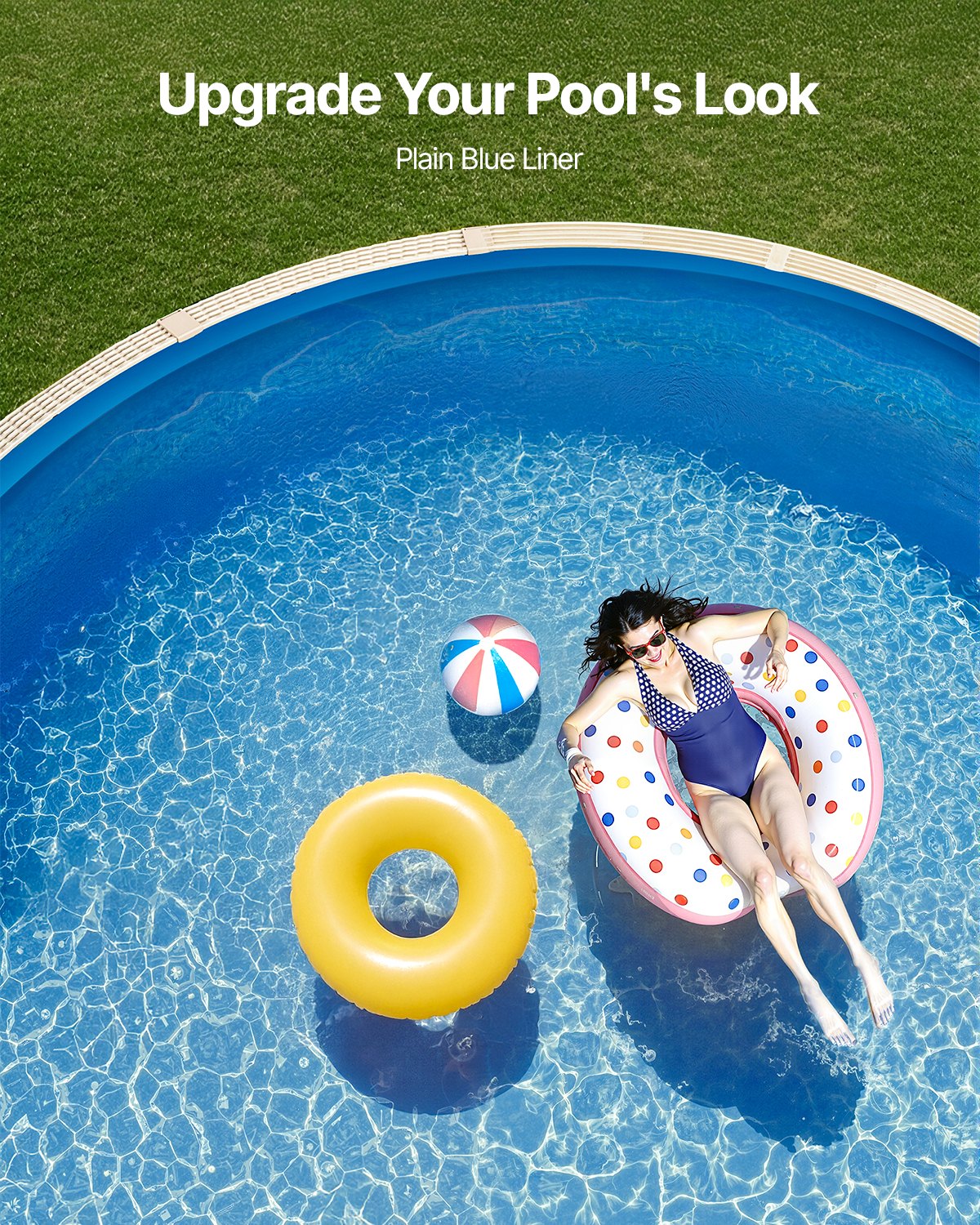 VEVOR Rivestimento per Piscina Rotonda per Piscina Diametro 11,5 Piedi, Rivestimento Protezione per Pareti di Piscine Fuori Terra 47 Pollici Stile Unibead, Rivestimento Piscina in Materiale Vinile