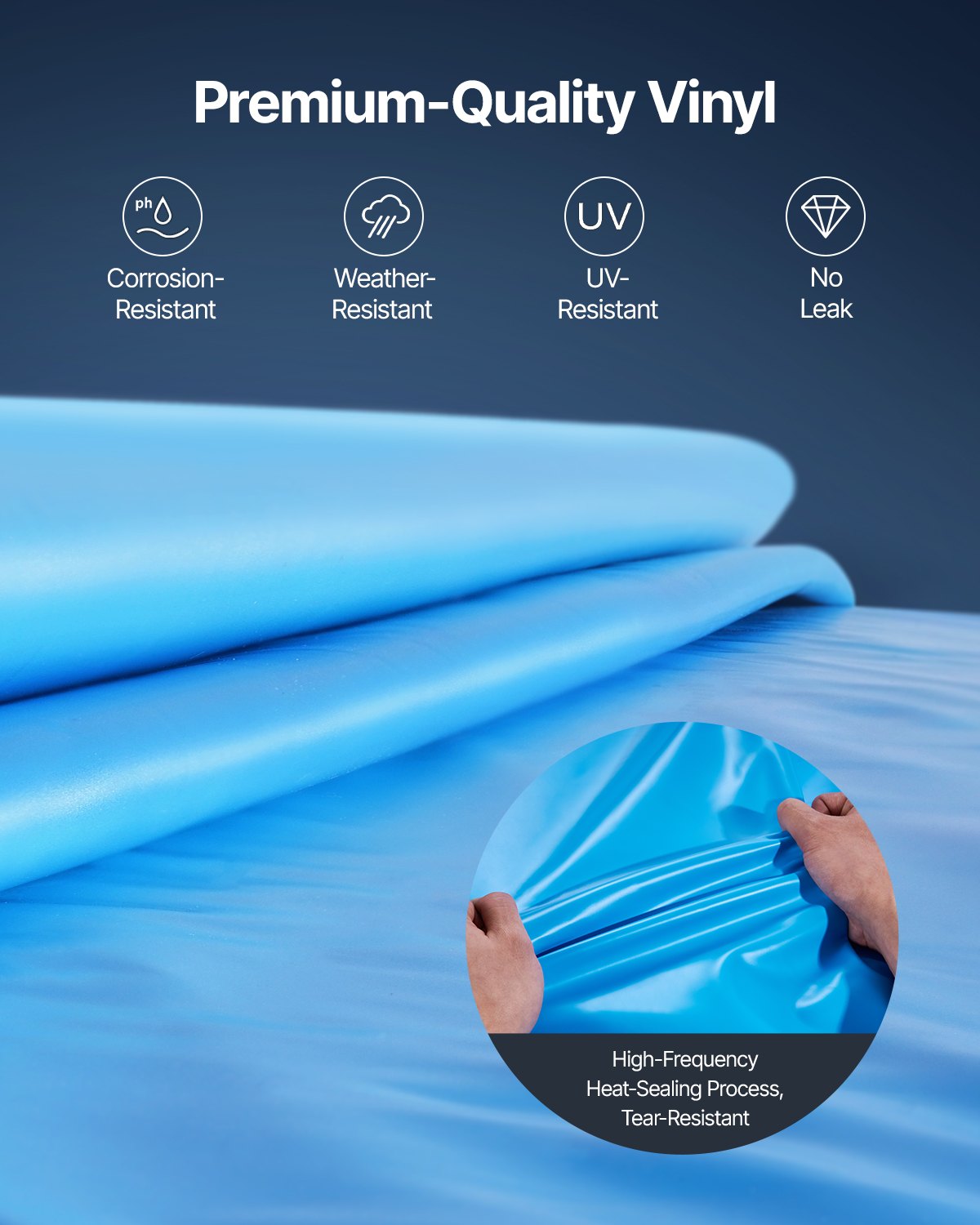 VEVOR Rivestimento per Piscina Rotonda per Piscina Diametro 18 Piedi, Rivestimento Protezione per Pareti di Piscine Fuori Terra 52 Pollici Stile Sovrapposto, Rivestimento Piscina in Materiale Vinile