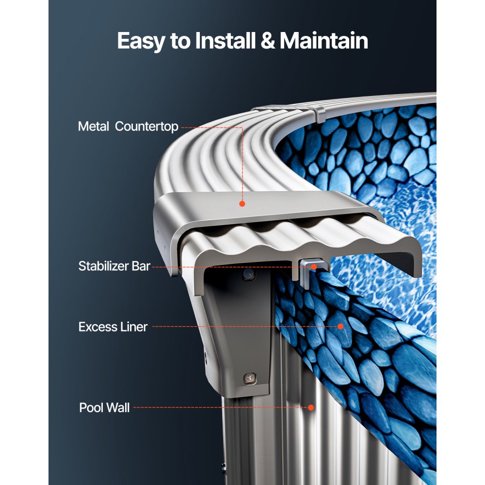 VEVOR Rivestimento per Piscina Rotonda per Piscina Diametro 24 Piedi, Rivestimento Protezione per Pareti di Piscine Fuori Terra 54 Pollici Stile Sovrapposto, Rivestimento Piscina in Materiale Vinile