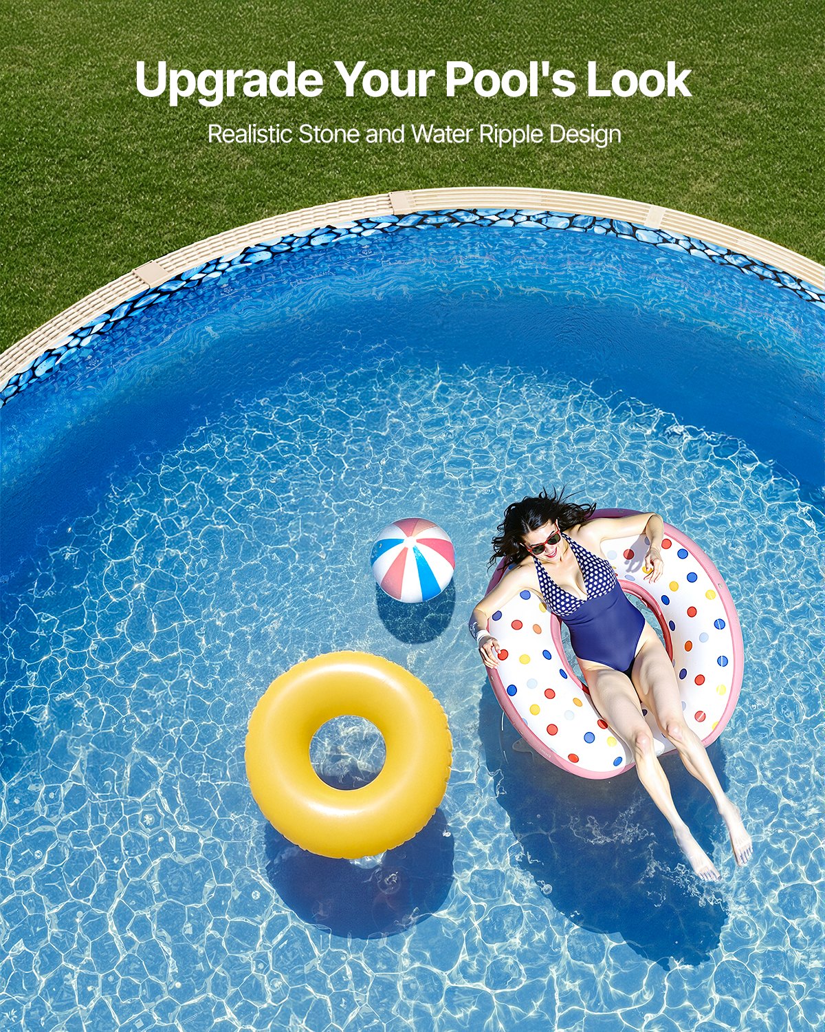 VEVOR Round Pool Liner, φ732x147 cm, Inner Liner, Replacement Liner, Pool Liner, Standard Thickness Overlap Style Vinyl Liner, Wear Resistant, for Above Ground Pools with 54 Inch Wall Height