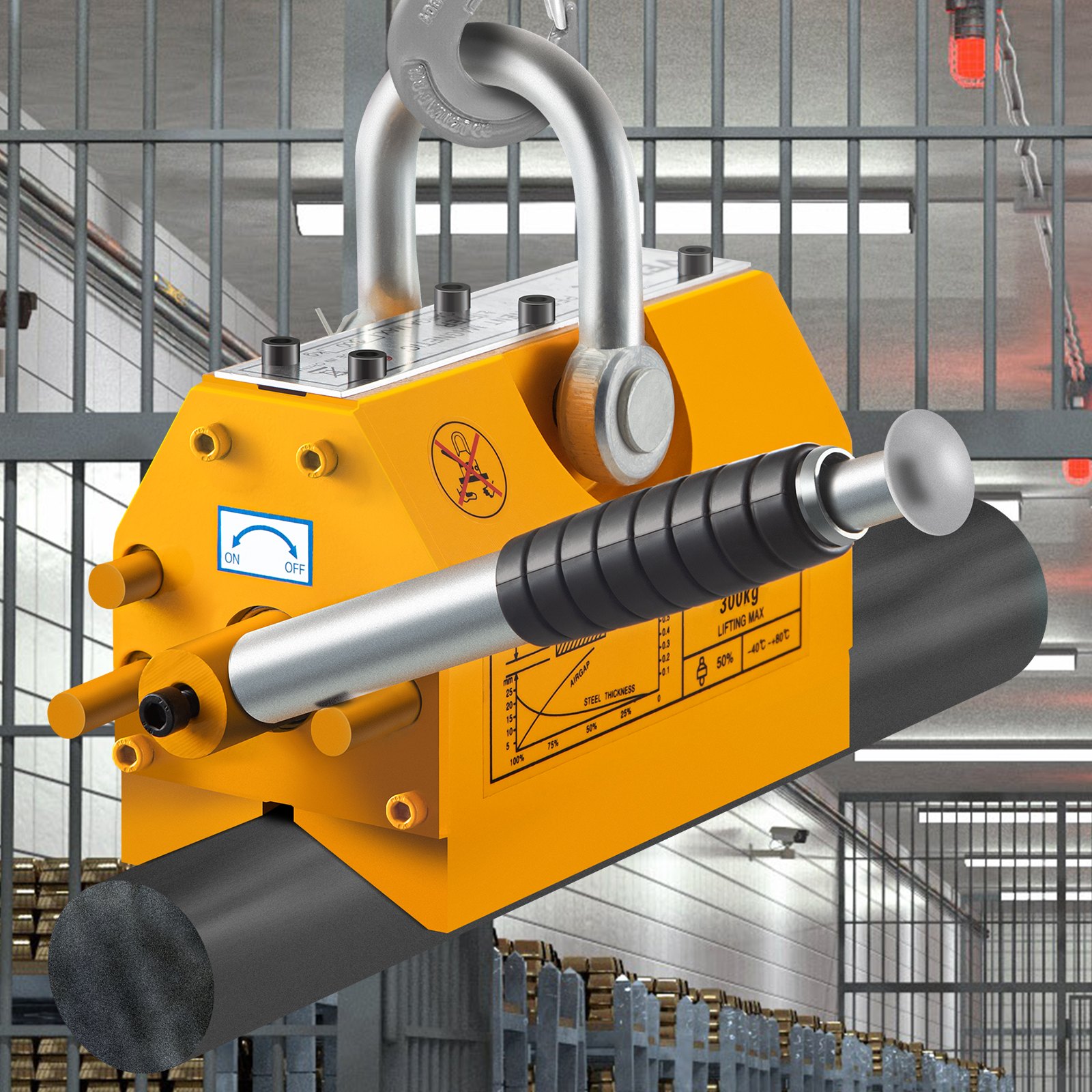 VEVOR Sollevatore Magnetico Industriale Permanente in Ferro al Neodimio 300 kg