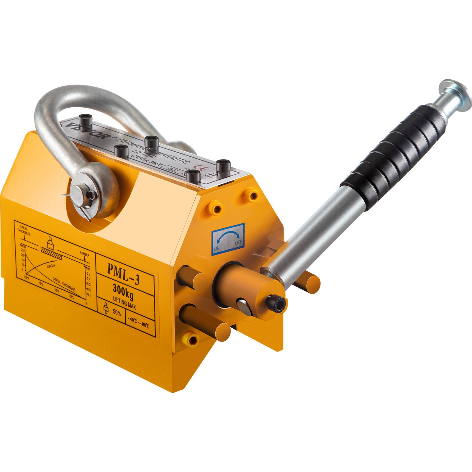 VEVOR Sollevatore Magnetico Industriale Permanente in Ferro al Neodimio 300 kg