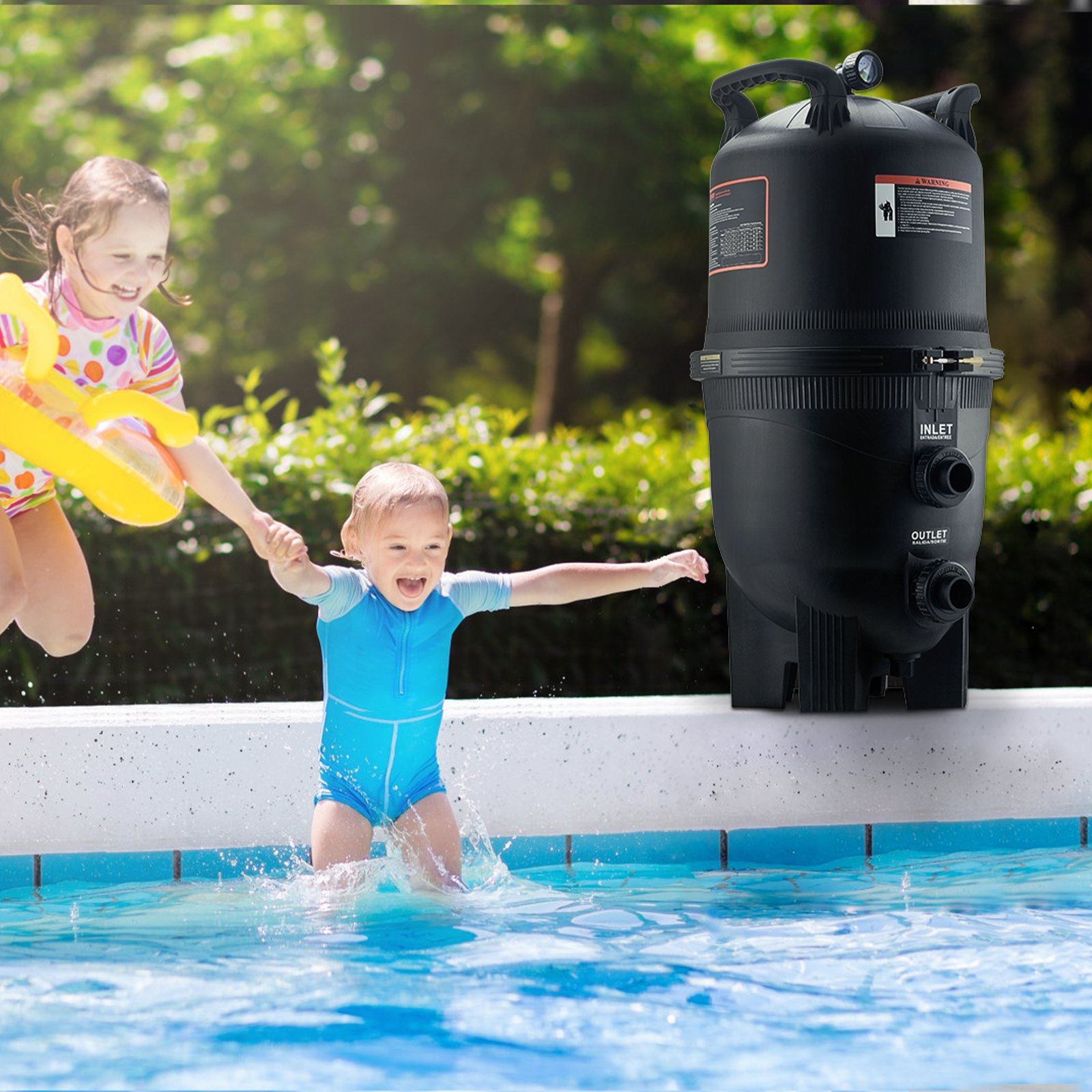 VEVOR Filtro per Piscina a Cartuccia Superficie Filtrante di 49 m², Filtro per Piscina Interrata, Sistema di Filtraggio per Piscine Fuori Terra con Filtro A Prova di Perdite