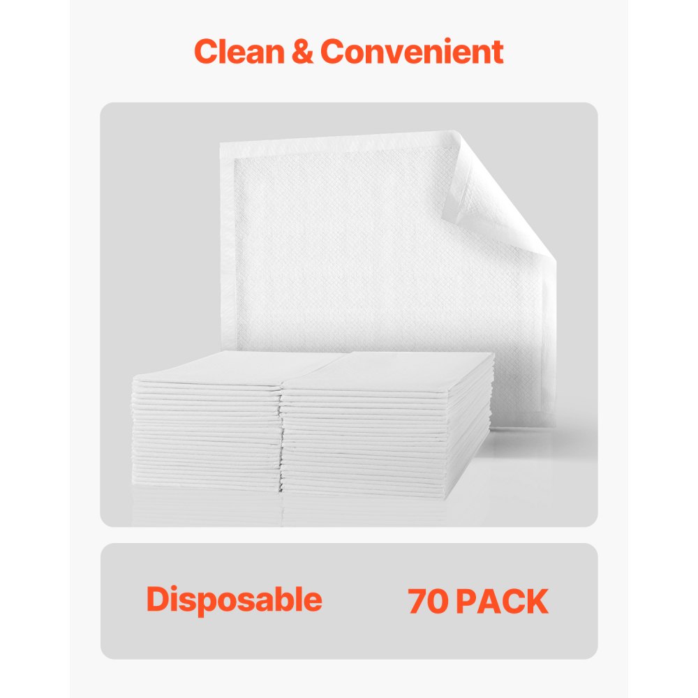 VEVOR Traverse Monouso 762 x 914,5 mm Set 70 Pezzi Traverse per Incontinenza Assorbenti con Protezione a 5 Strati per Letto, Divano Materasso, Utilizzo Versatile per Animali Domestici, Bambini, Adulti