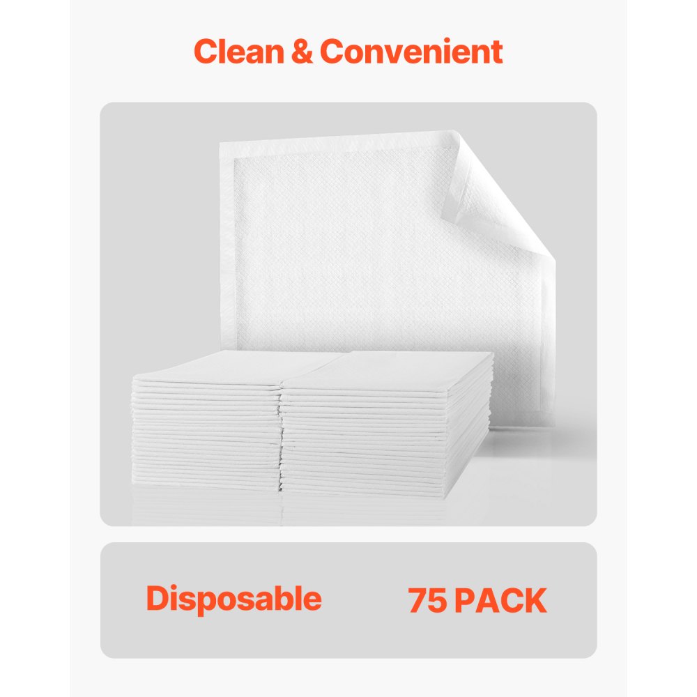 VEVOR Traverse Monouso 762 x 914,5 mm Set 75 Pezzi Traverse per Incontinenza Assorbenti con Protezione a 5 Strati per Letto, Divano Materasso, Utilizzo Versatile per Animali Domestici, Bambini, Adulti