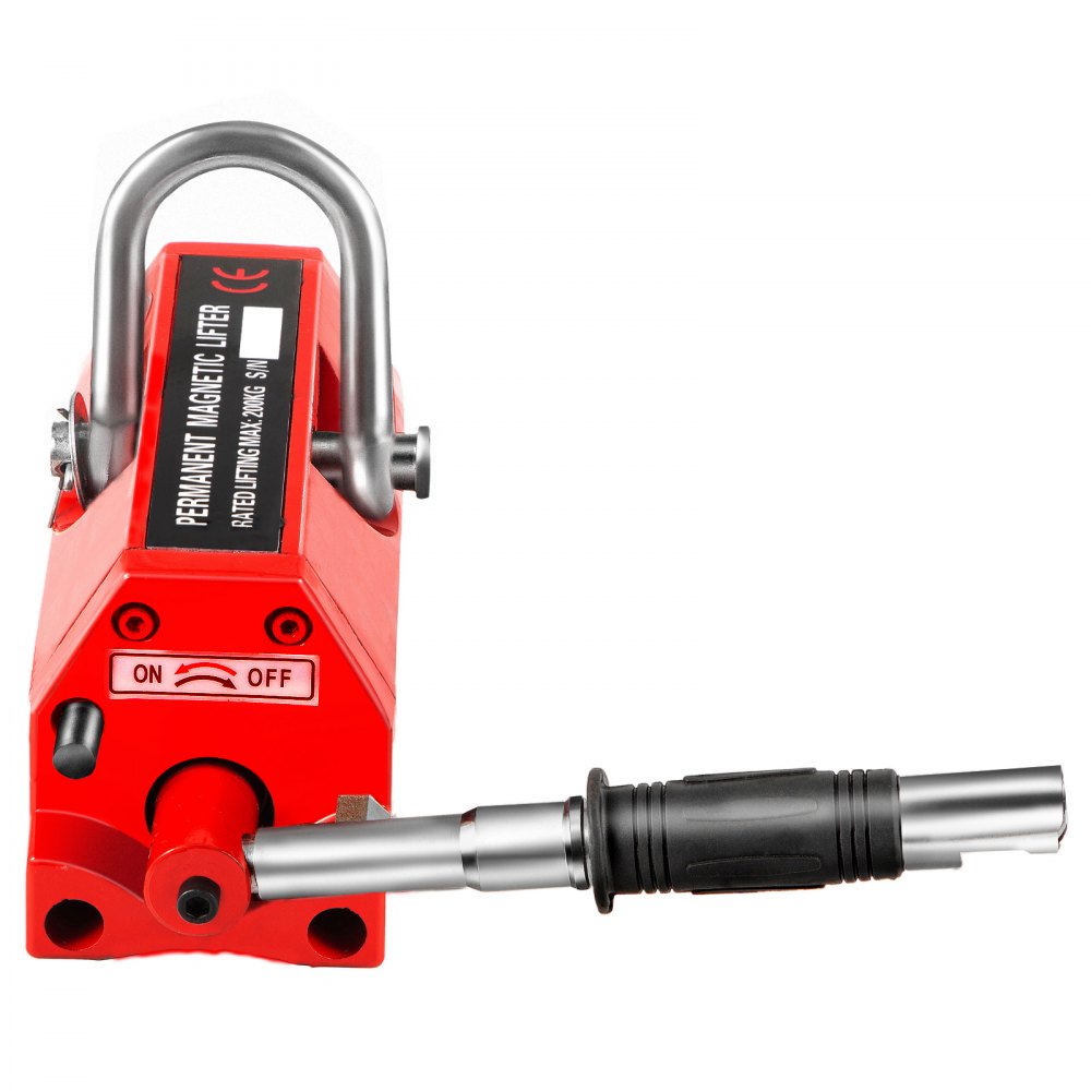 VEVOR Sollevatore Magnetico, 440 libbre/200 kg Magnete di Sollevamento in Ferro al Neodimio, Controllata Sollevamento Magnete in Rosso, Magneti Permanenti Sollevatore Elevatore con Chiave Esagonale