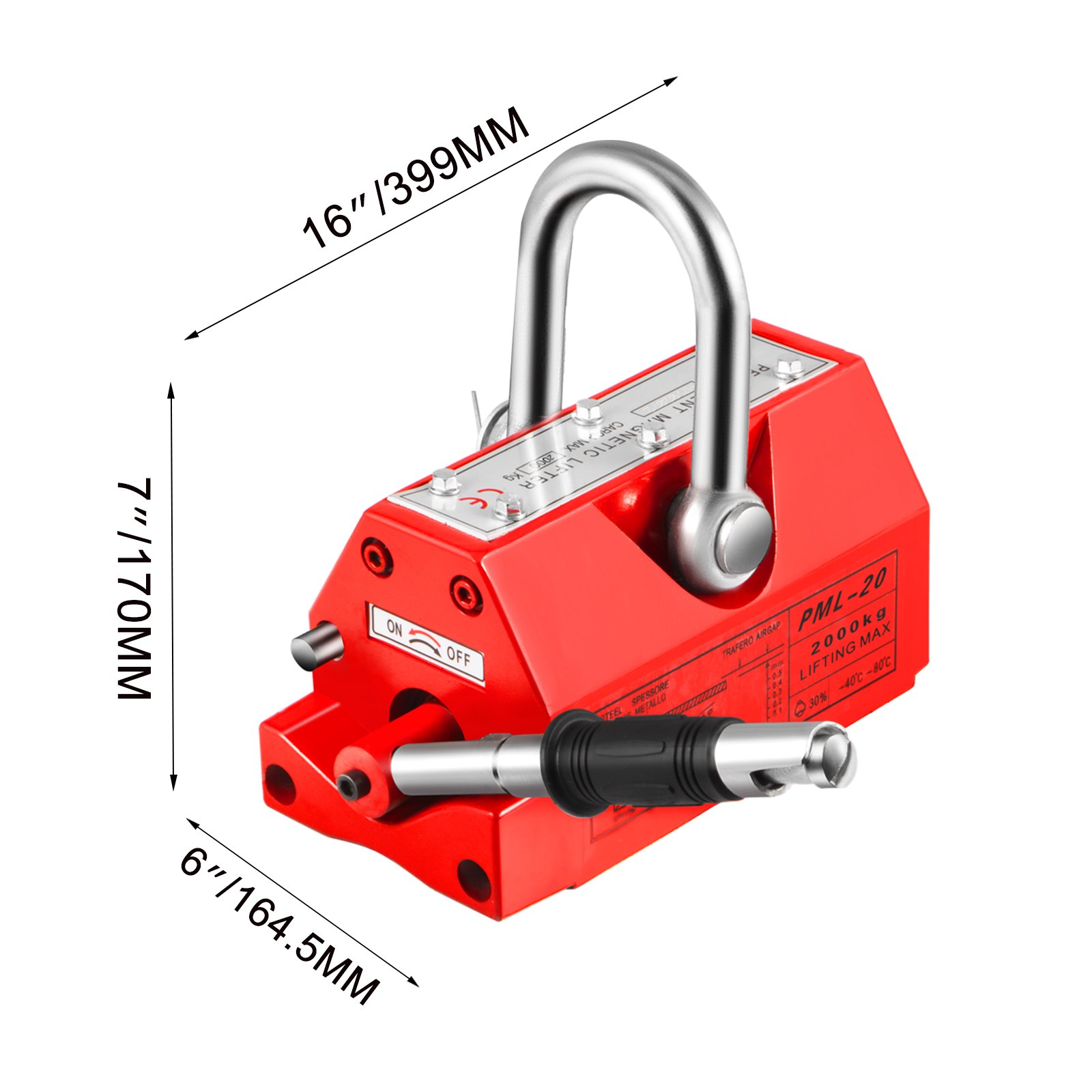 Vevor Sollevatore Magnetico 2000kg In Rosso Magnete Di Sollevamento In Ferro