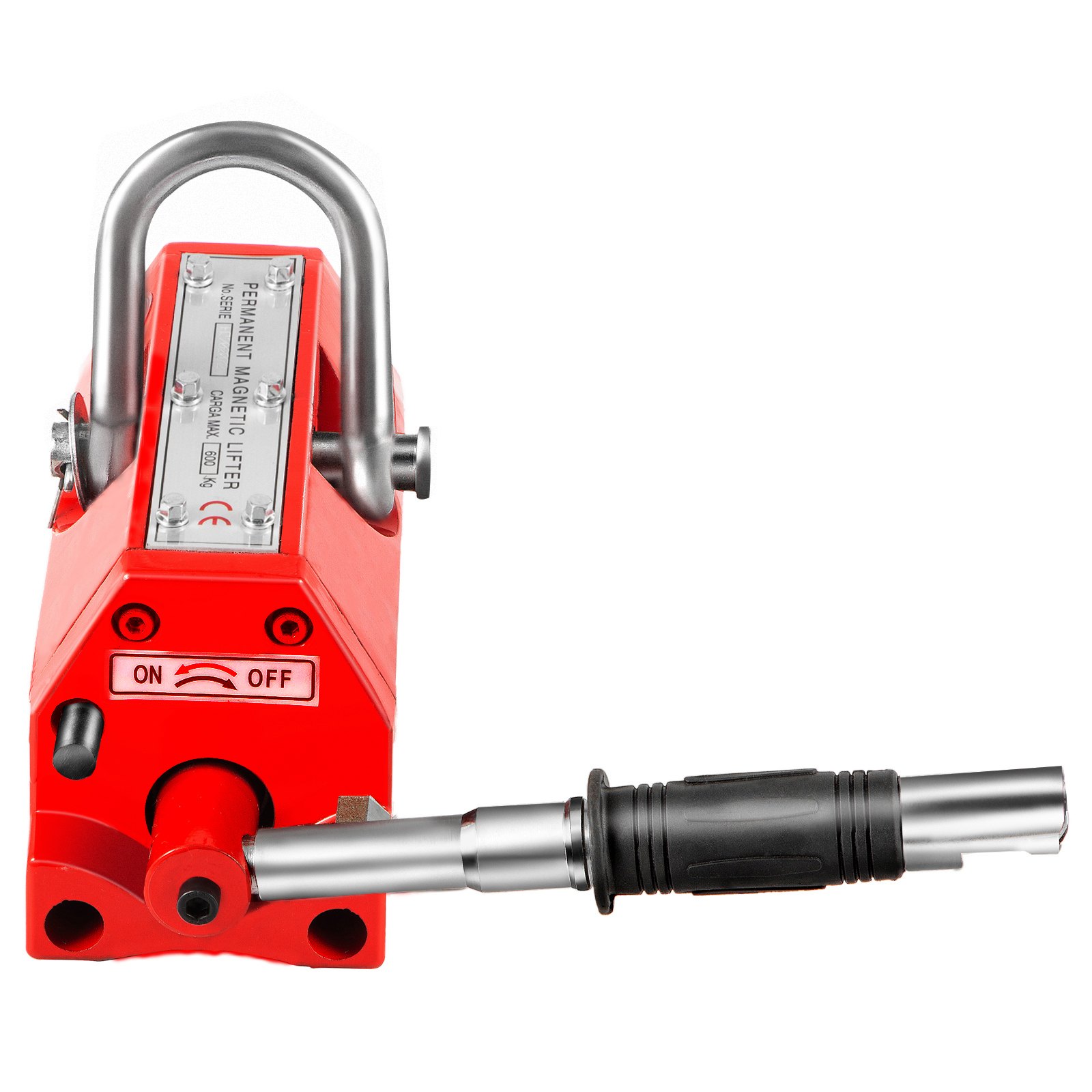 VEVOR Sollevatore Magnetico, 1330 libbre/600 kg Magnete di Sollevamento in Ferro al Neodimio, Controllata Sollevamento Magnete in Rosso, Magneti Permanenti Sollevatore Elevatore con Chiave Esagonale