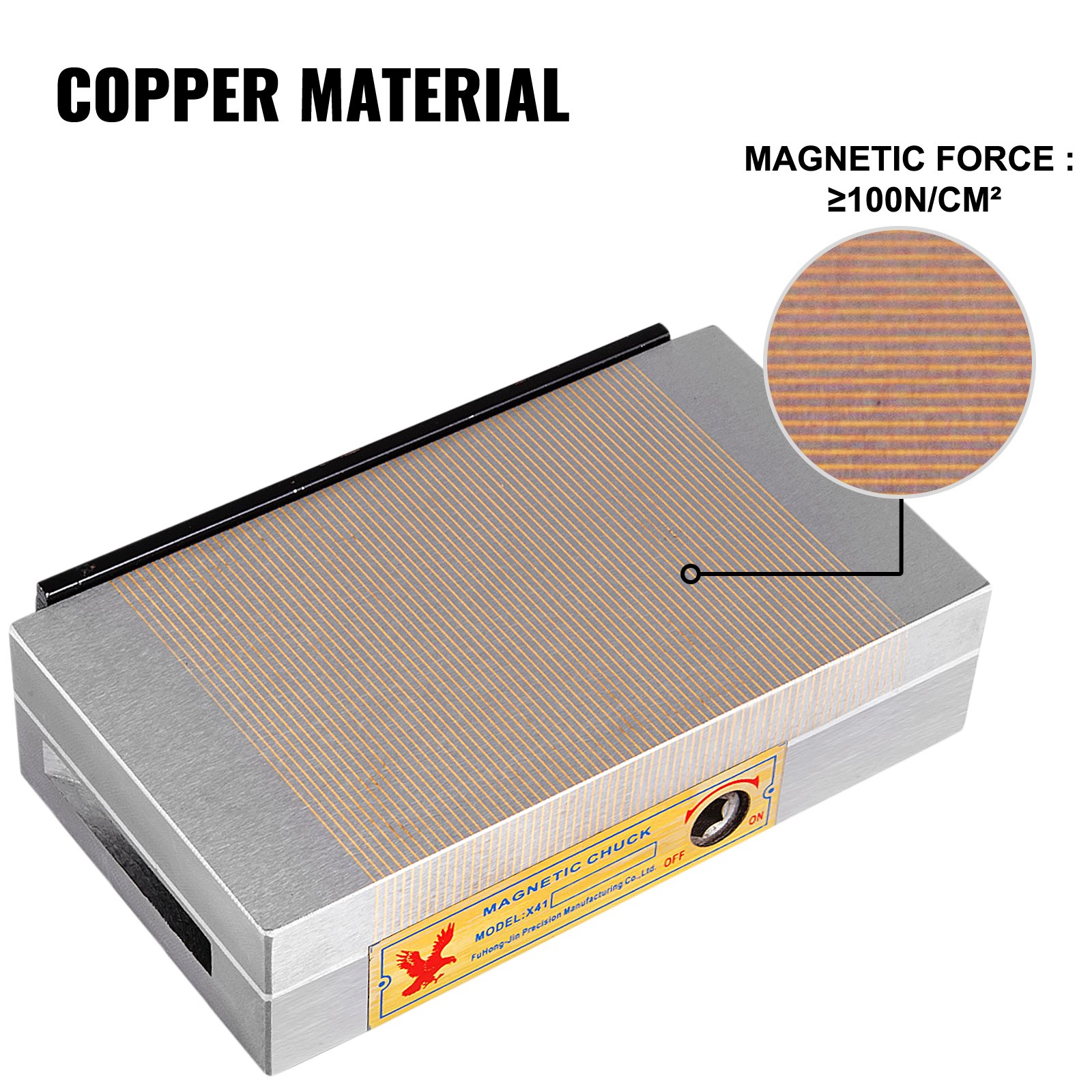 VEVOR Mandrini Magnetici Permanenti 4x7 Pollici Polo Fine Nuovo, Mandrino Magnetico Permanente Capacità di Peso 875kg / 1930lbs e Potenza di Trazione 1750kg / 3860lbs per Vari Pezzi Magnetici