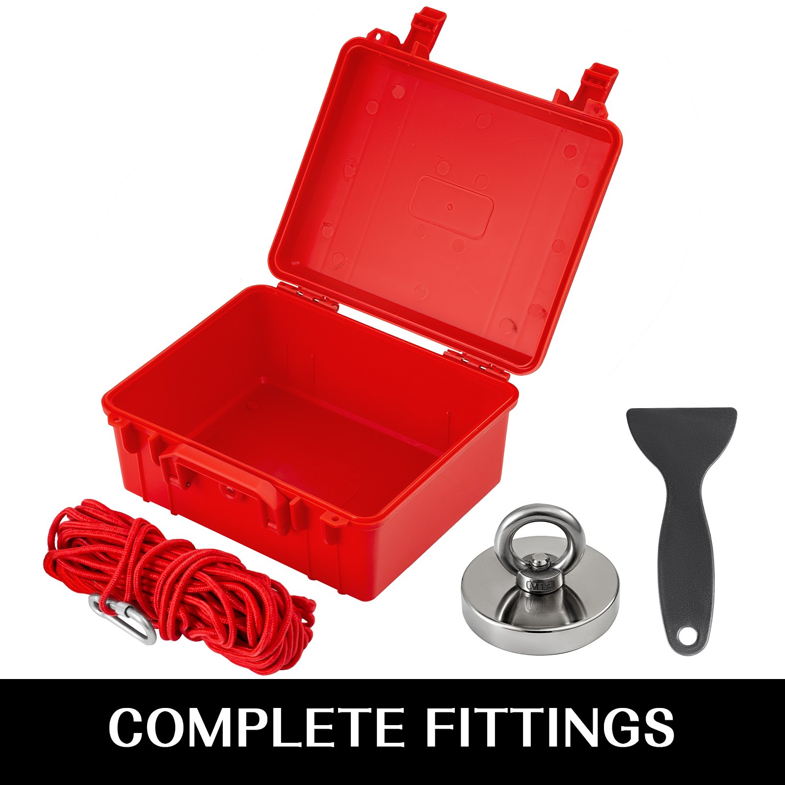 Kit Magnete Da Pesca Magnete Al Neodimio Forza Di Trazione 300 Kg Rosso + Corda