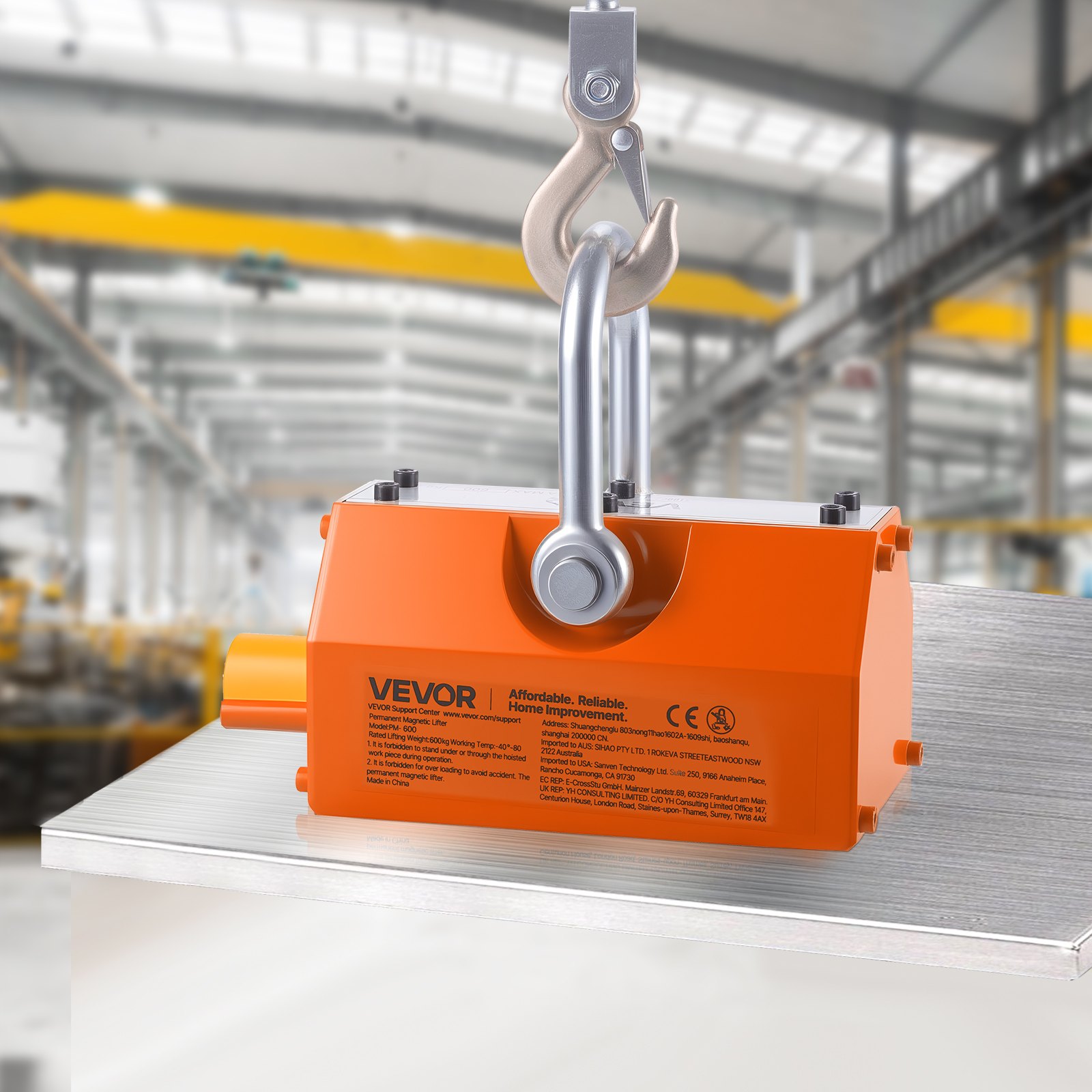 VEVOR Sollevatore Magnetico per Lastre, Capacità di 600 kg, Carrello in Acciaio con Sollevamento Magnetico e 2 Ruote, Maniglia Regolabile, Neodimio N42, Pieghevole per il Sollevamento di Tombini