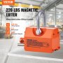 VEVOR Sollevatore Magnetico Permanente al Neodimio N42 Acciaio Portata Massima da 100kg Dimensioni Base 92x61x73 mm, Sollevatore a Magneti Permanenti Fattore di Sicurezza 2,5 Forza di Trazione 250 kg