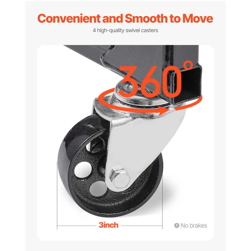 VEVOR Supporto Motore a U, Sollevatore Motore Capacità di Carico 340 kg, Robusto Supporto in Acciaio con 4 Ruote Girevoli e 4 Posizioni di Aggancio, per Motori BB-CHEVY e GEN-1 SB-CHEVY
