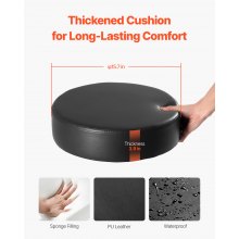 VEVOR Sgabello Girevole, Capacità  di Peso 204 kg, Sgabello Girevole Rotondo in Pelle, Ispessita Regolabile in Altezza, Sgabello con Cuscino Spesso per Salone, Spa, Massaggi, Clinica, Nero