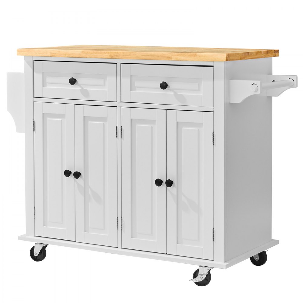 VEVOR Isola per Cucina Mobile con Ruote Tavolo 900 x 450 x 27 mm Cassetti Portaoggetti Rastrelliera Capacità Carico Totale 136kg, Carrello Isola da Cucina Credenza Mobile per Utensili Cucina in MDF