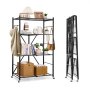VEVOR Scaffale Portaoggetti Pieghevole a 4 Ripiani con Ruote, Scaffale in Metallo Pieghevole, Robusto, Senza Montaggio, Ideale per Garage, Cucina, Nero, Capacità 90,7 kg 530 x 910 x 1520 mm