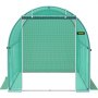 VEVOR Walk-in Tunnel Greenhouse, 304.8 x 213.4 x 213.4 cm Portable Plant Hot House w/ Galvanized Steel Hoops, 1 Top Beam, Diagonal Poles, Zippered Door & 6 Roll-up Windows, Green