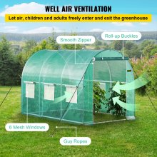 VEVOR Serra da Giardino per Piante a Tunnel Impermeabile con 6 Finestre e Porte 3 x 2,1 x 2,1m, Serra a Tunnel da Esterno Impermeabile in Acciaio Zincato Copertura PE 12,8 kg, Serra a Tunnel Verde