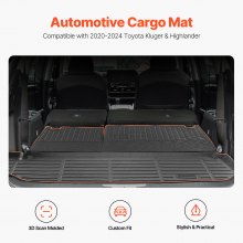 VEVOR Tappetini per Vano di Carico, Compatibili con Toyota Kluger e Highlander 2020-2024, Fodera di Carico in TPE su Misura per SUV, Sostituzione per Protezione del Bagagliaio e del Sedile Posteriore