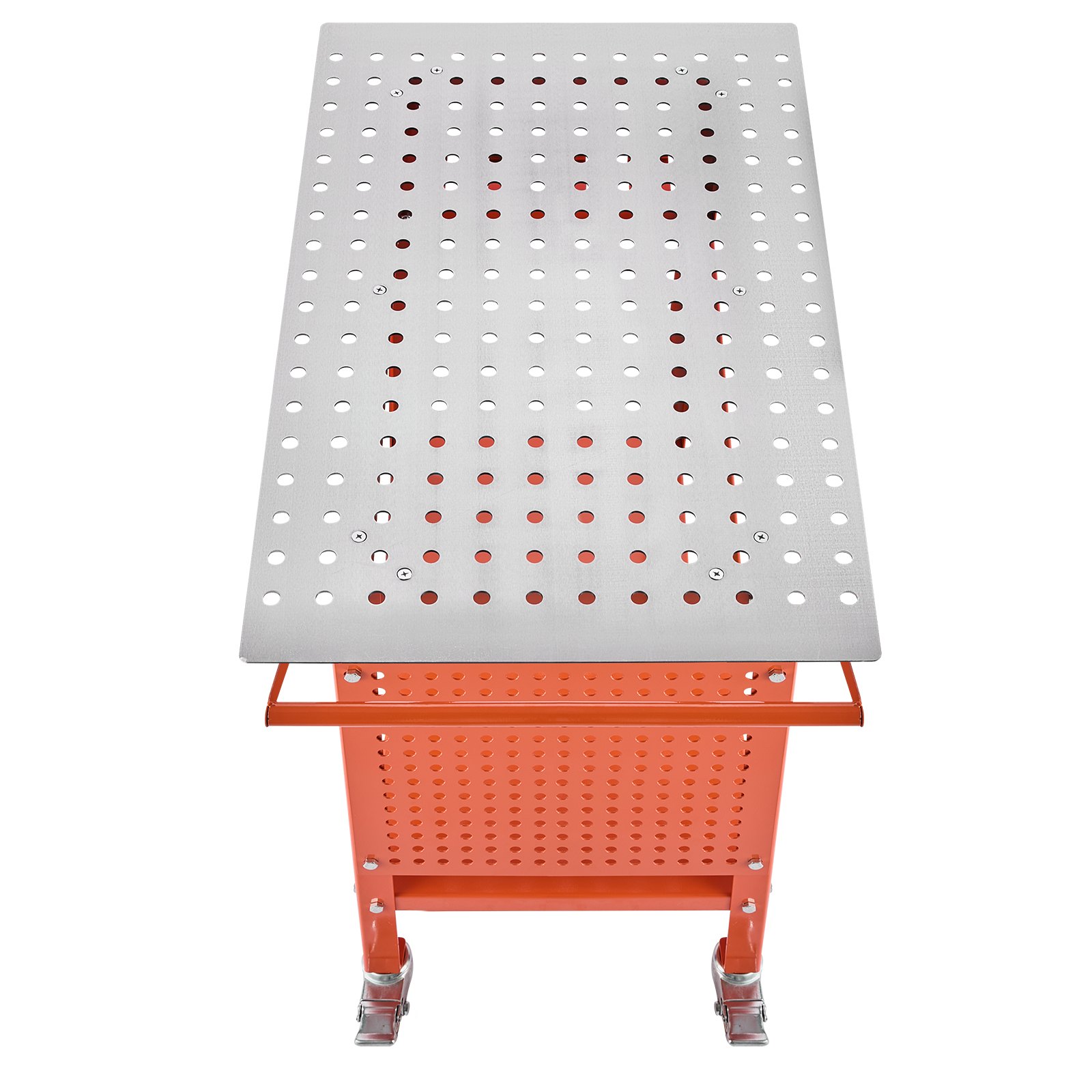 VEVOR Tavolo da Saldatura 1016 x 609,6 mm Banco da Lavoro in Acciaio Mobile, 4 Ruote (2 con Freno), Capacità Peso Statico 362,87 kg Pannello di Stoccaggio a Doppio Strato, Fori di Fissaggio 15,87 mm