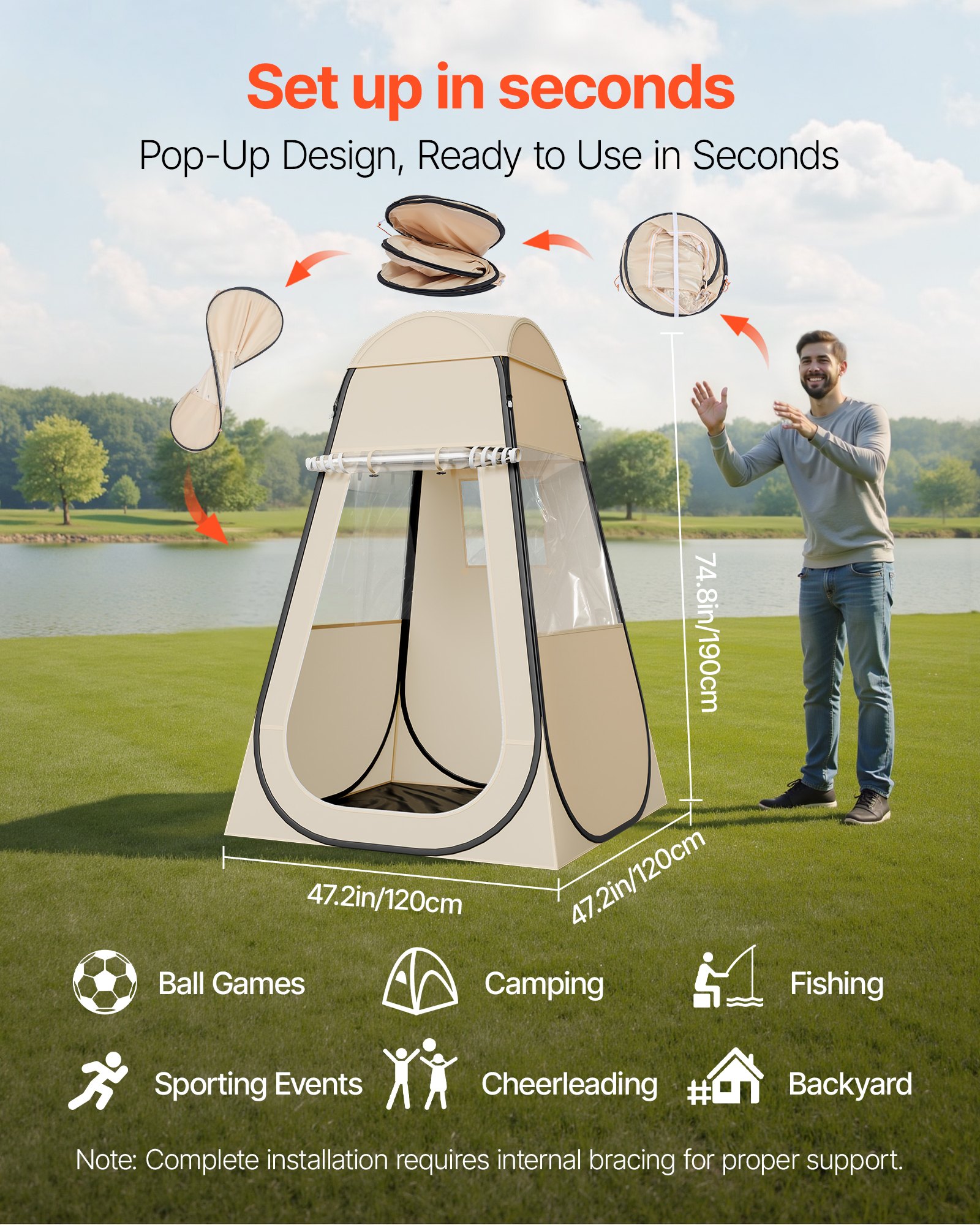 VEVOR Tenda Sportiva Pop-Up, a Bolle Trasparente da 120 x 120 cm per 1 Persona, Capsula Impermeabile per Esterni con Tappetino e Copertura Superiore, Tenda a Cupola Igloo da Giardino