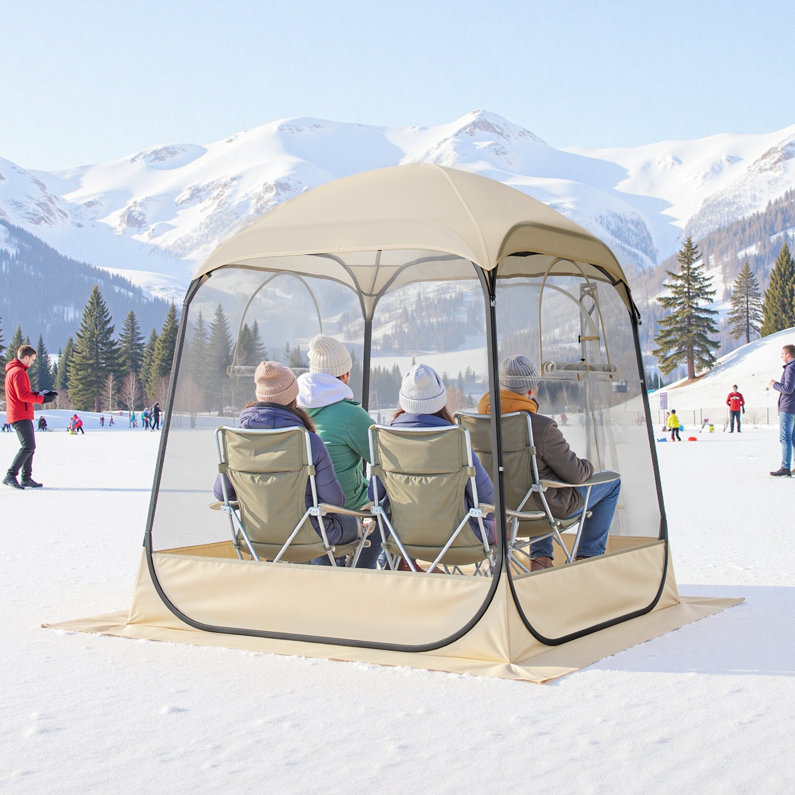 VEVOR Tenda Sportiva Pop-Up, a Bolle Trasparente da 160 x 160 cm per 2 a 4 Persone, Capsula Impermeabile per Esterni con Tappetino e Copertura Superiore, Tenda a Cupola Igloo da Giardino