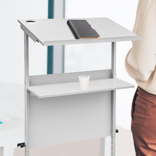 Leggio Mobile TinFrey Con Ruote - Podium Per Conferenze Con Portabicchieri E Spazio Archiviazione - Foto 8