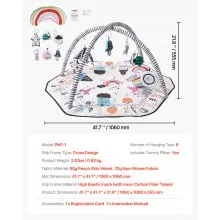 VEVOR Tappetino da Gioco Bambini 6 Giocattoli Sensoriali Staccabili 1060 mm