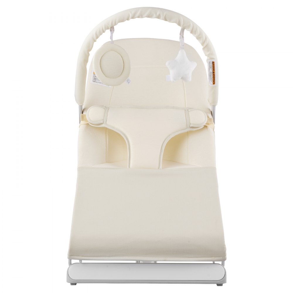 VEVOR Sdraietta per Bambini, Seggiolino Pieghevole Neonati 0-9 Mesi, con 2 Angoli di Reclinazione e Barra dei Giocattoli Girevole, Sdraietta Portatile per Neonati con Borsa per il Trasporto Beige