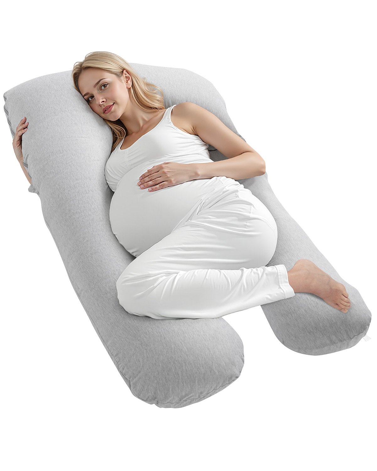 VEVOR Pregnancy Pillow 129x68x21 cm, U-shaped nursing pillow for pregnant women, side sleeper pillow with removable & washable cover, perfect for relieving back, belly, hips & legs