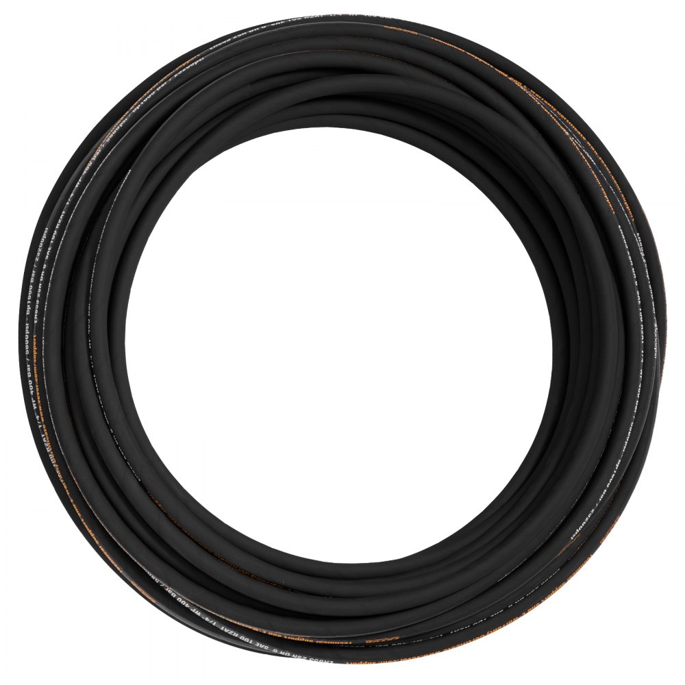 VEVOR Tubo idraulico 1/4 pollici x 100 piedi, Tubo idraulico a spirale 5800 PSI, Tubo idraulico in gomma con 2 trecce in filo di acciaio ad alta resistenza, Tubo idraulico sfuso da -20 ℃ a 140 ℃