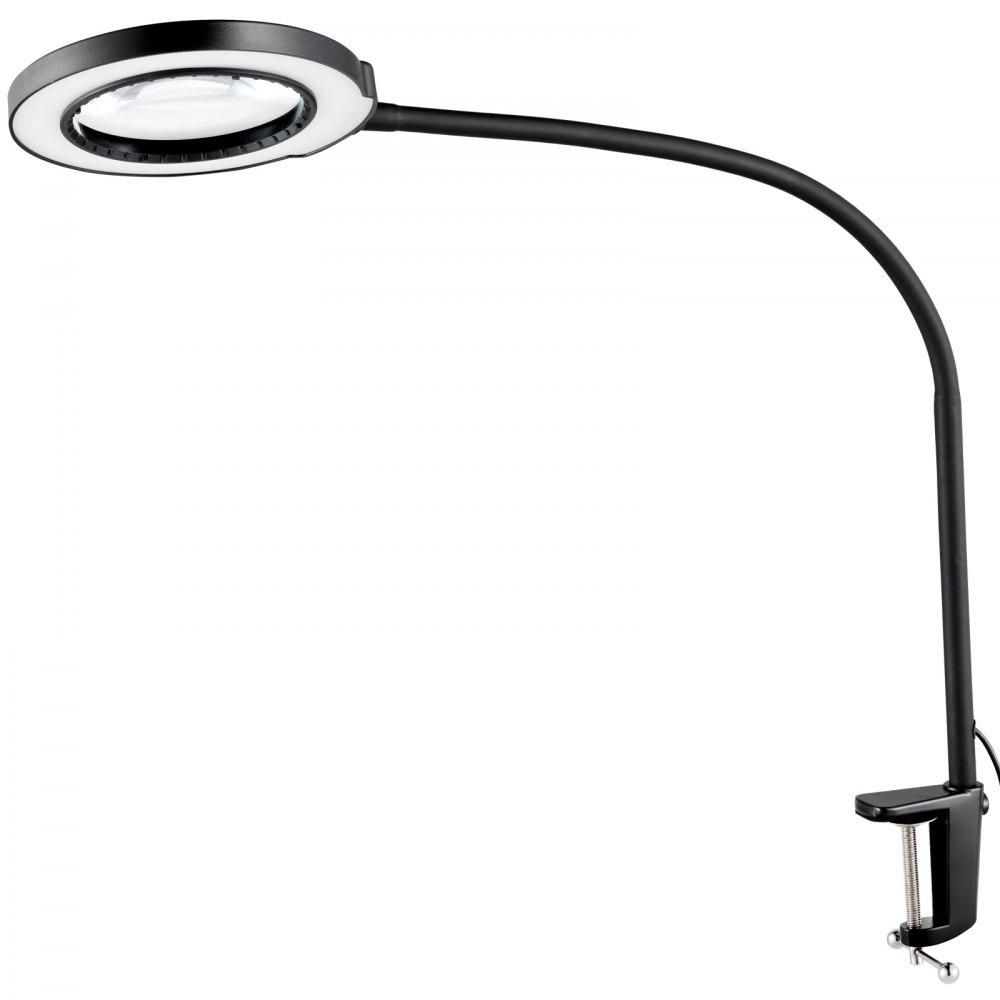 VEVOR Lampada da Terra con Ingrandimento con Luce, Lente d'Ingrandimento da Terra 5X, Collo d'Oca Flessibile, Regolabile Altezza, LED 3 in 1, 5 Modalità di Colore, Dimmerabile in Continuo, per Lettura
