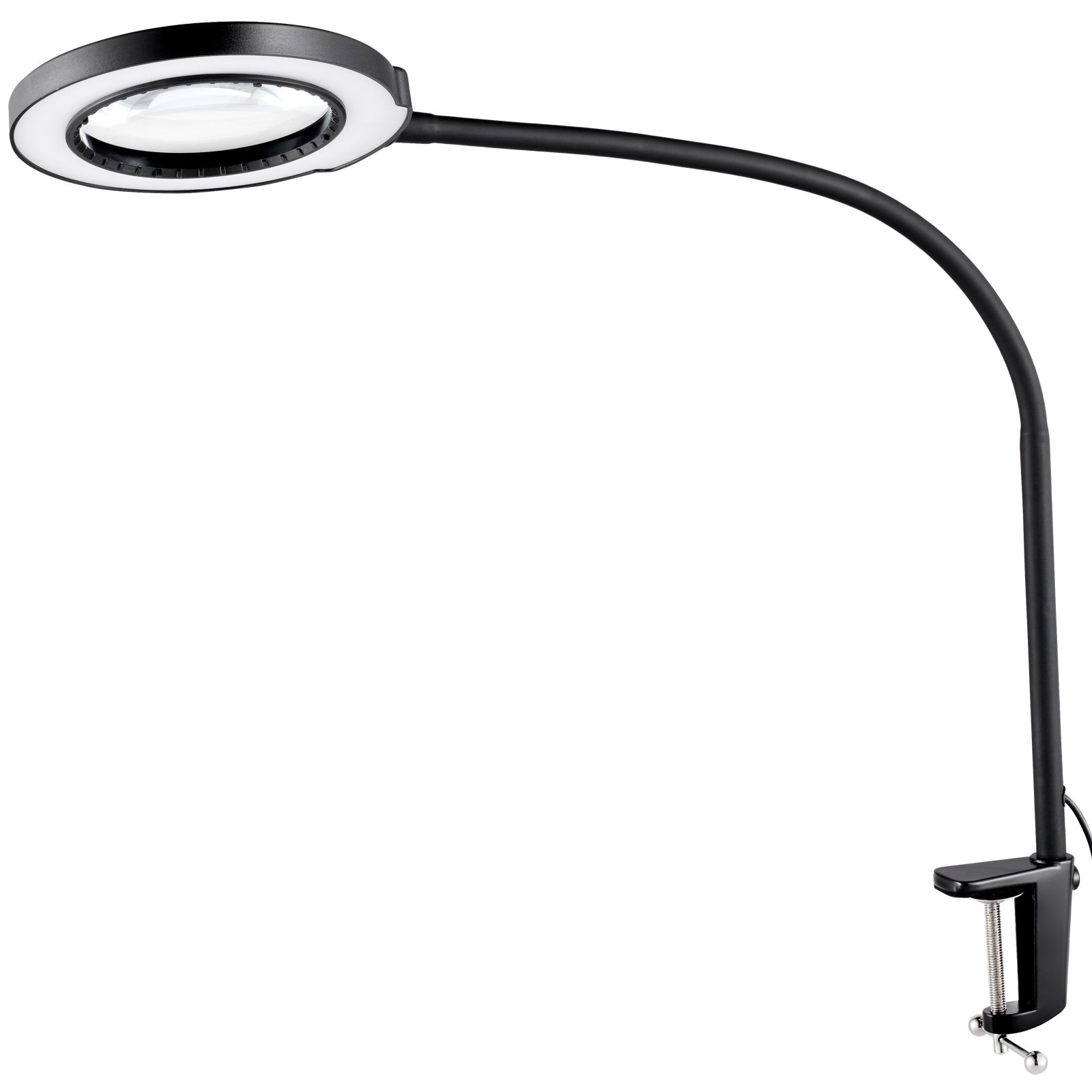 VEVOR Lampada da Terra con Ingrandimento con Luce, Lente d'Ingrandimento da Terra 5X, Collo d'Oca Flessibile, Regolabile Altezza, LED 3 in 1, 5 Modalità di Colore, Dimmerabile in Continuo, per Lettura