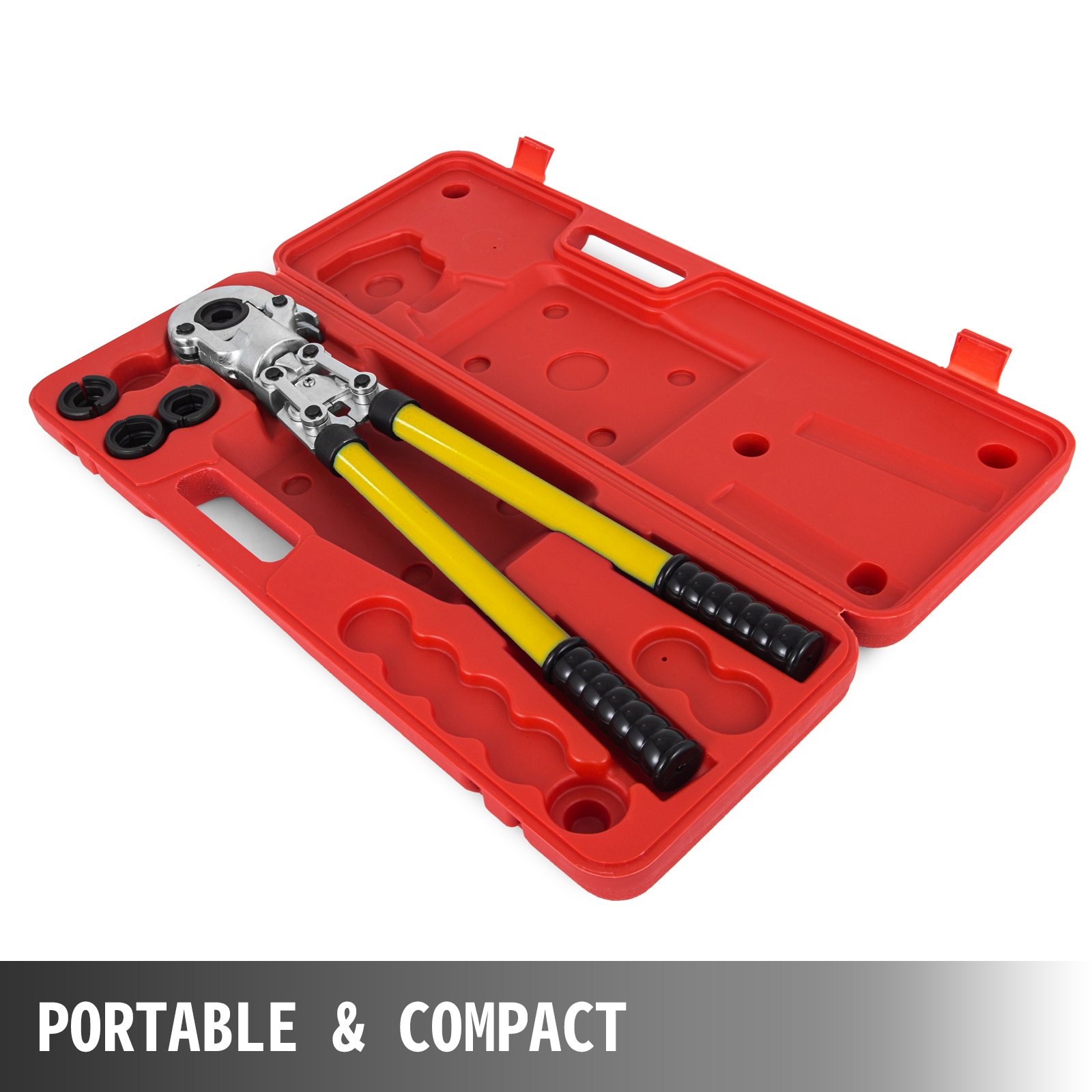 VEVOR crimping tool V12, V15, V22, V28, TH16, TH20, TH26, TH32 mm, crimping tool with 360° rotating head and ergonomic rubber grip, portable pipe crimping tool, manual cable lug crimping tool