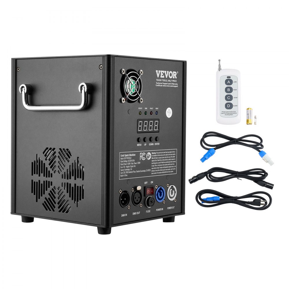 VEVOR Spark Machine 500W Pyrotechnic Machine Aluminum Alloy Fireworks Machine DMX Controller Adjustable 2-4m Cold Spark Machine 7 min per reload Ideal for Weddings, DJ Shows, Parties