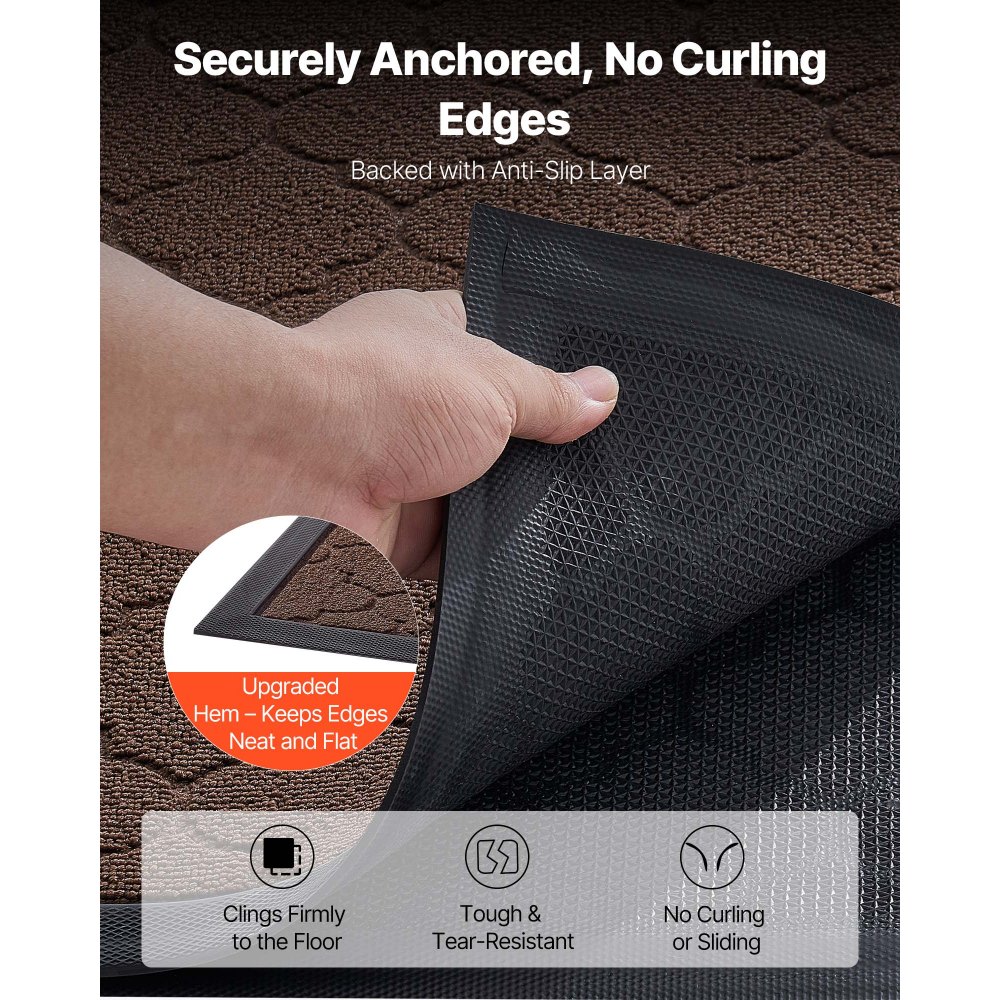 VEVOR Zerbino per Porta d'Ingresso, 1194 x 889 mm, Zerbino Commerciale, Tappeto Moderno ed Elegante con Supporto, Tappeto Industriale Lavabile Resistente per Ingresso, Corridoio, Marrone
