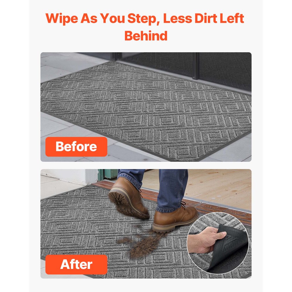 VEVOR Front Door Mat, 1562 x 914 mm Commercial Floor Mat for Indoor and Outdoor, Modern Stylish Carpet with TPE Backing, Heavy Duty Washable Entry Industrial Rug for Hallway, Balcony, Garage, Grey