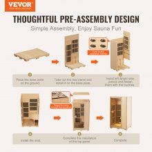 VEVOR Sauna Legno a Infrarossi Lontani 1140 W Sauna Spa per Casa per Una Persona