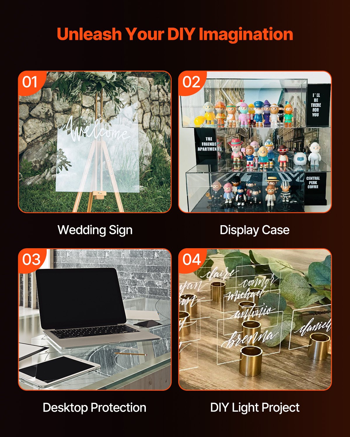 VEVOR Lastra Acrilica in Plexiglass, 610 x 914 mm, Spessore 6 mm, Vetro Trasparente Fuso in Plastica Trasparente per Progetti di Artigianato, Vetro di Ricambio per Cornici, Espositore Fai da Te