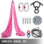 VEVOR Kit Amaca Yoga Antigravity, 10m, Amaca Lunga Yoga Aerea, Kit Elastico Fitness Yoga, Amaca da Yoga in Tessuto, Aerial Yoga Amaca, Elastico Pilates, 2,8x10m, 9,2x33 Piedi, Colore Rosa,