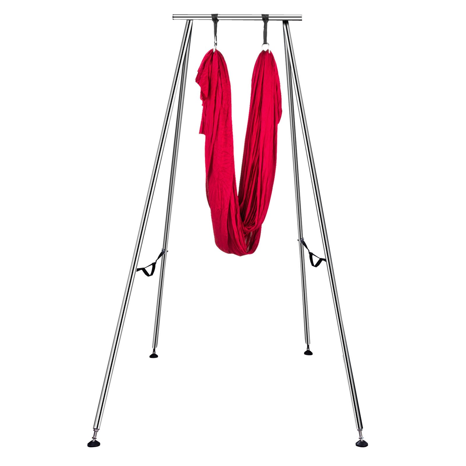 VEVOR Altalena Yoga Supporto Aerial Yoga Frame Supporto per Yoga Portatile Aerea Interno Esterno + Amaca Yoga 6m Colore Rosso