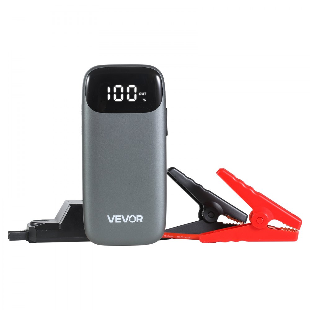 VEVOR Avviatore di Emergenza per Batteria Auto Picco da 6000A, Batteria al Litio 12 V di Avviamento per Auto Portatile con Torcia a 3 Modalità e Cavo per Motori Corrente di Avviamento 500 A