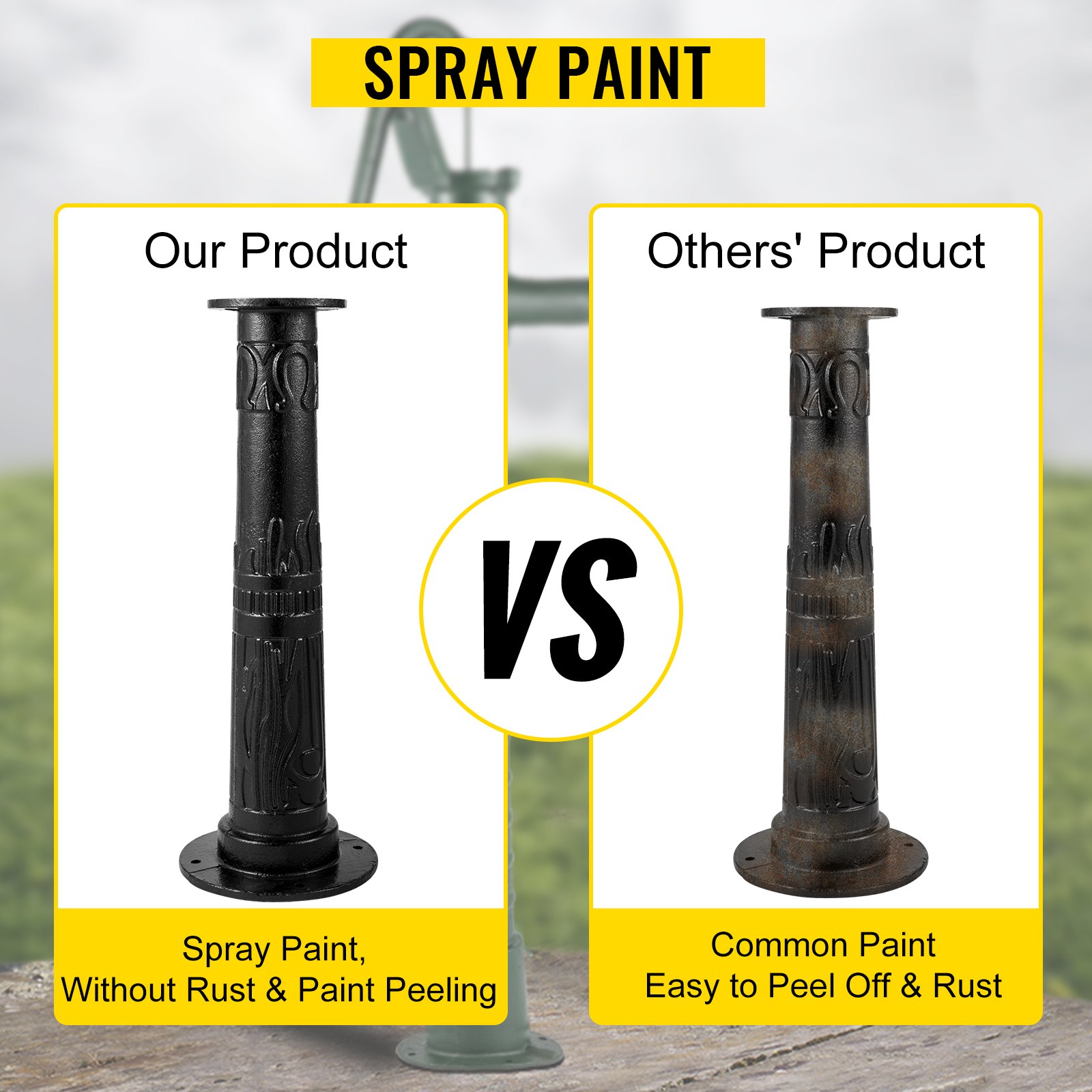 VEVOR Supporto della Pompa a Mano a Colore Nero in Ghisa, Base della Pompa dell'Acqua Manuale in Stile Retrò da Giardino Esterno, Base della Pompa Utilizzata in Stagni, Cortili e Giardini Familiari