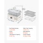 VEVOR Vaporiera Elettrica 6 Litri in Vetro 1200W Verdure Pesce Riso Carne, Cottura a Vapore per Alimenti, Frutti di Mare, Vaporiera con Programmi Preimpostati, 2 Vassoi Acciaio Inox, Colore Bianco