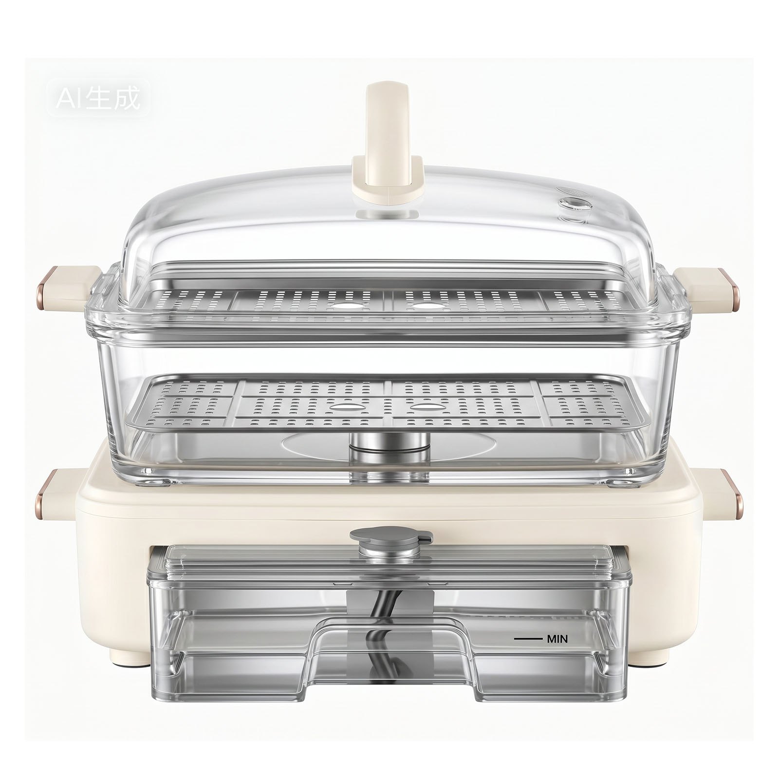 VEVOR Vaporiera Elettrica 6 Litri in Vetro 1200W Verdure Pesce Riso Carne, Cottura a Vapore per Alimenti, Frutti di Mare, Vaporiera con Programmi Preimpostati, 2 Vassoi Acciaio Inox, Colore Bianco