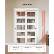 VEVOR Porta Scorrevole per Armadio, 1219 mm x 2032 mm, in Vetro Smerigliato a 5 Livelli con Kit Ferramenta, Lastra in Legno Massello e MDF con Superficie Impermeabile per Armadi Camere da Letto