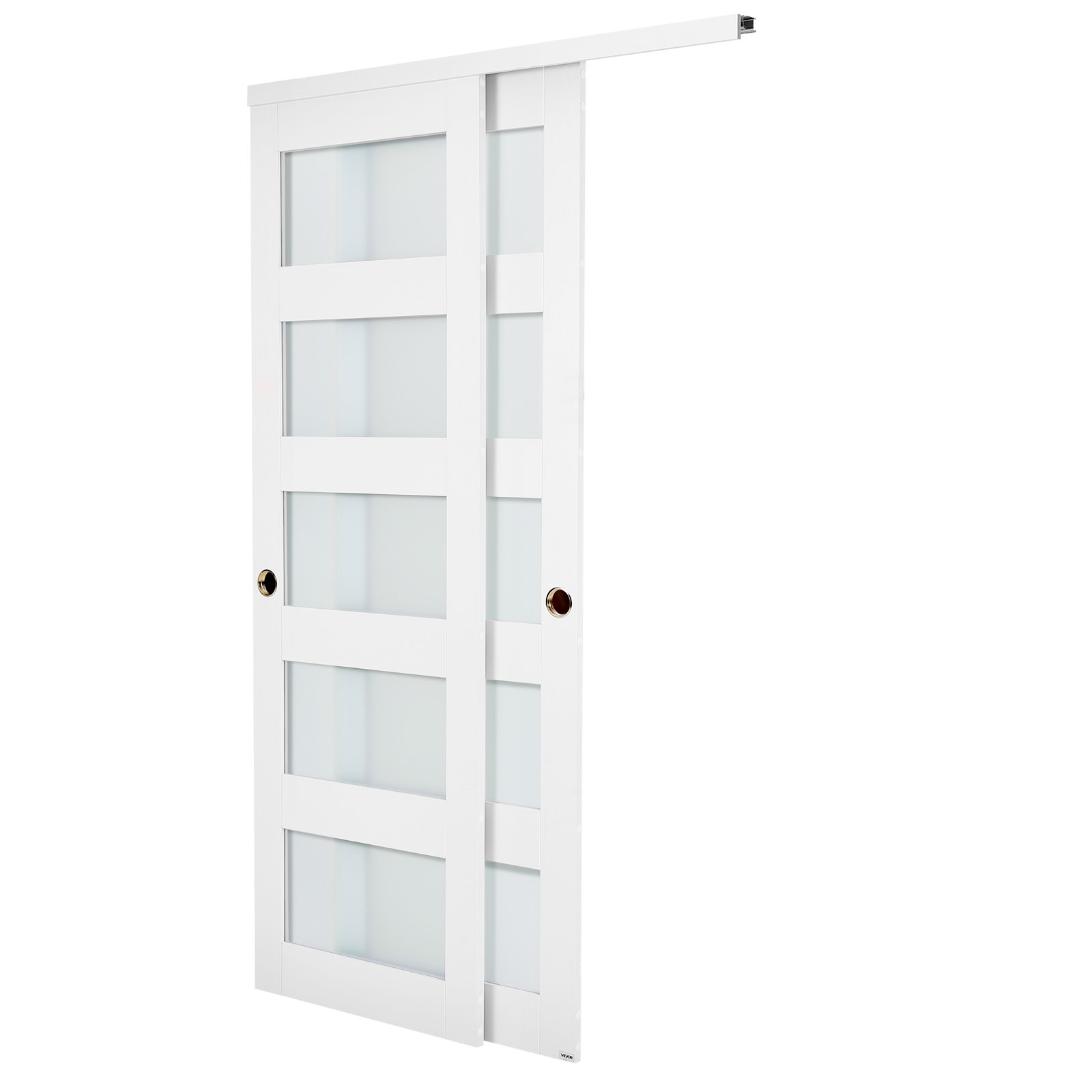VEVOR Porta Scorrevole per Armadio, 1219 mm x 2032 mm, in Vetro Smerigliato a 5 Livelli con Kit Ferramenta, Lastra in Legno Massello e MDF con Superficie Impermeabile per Armadi Camere da Letto
