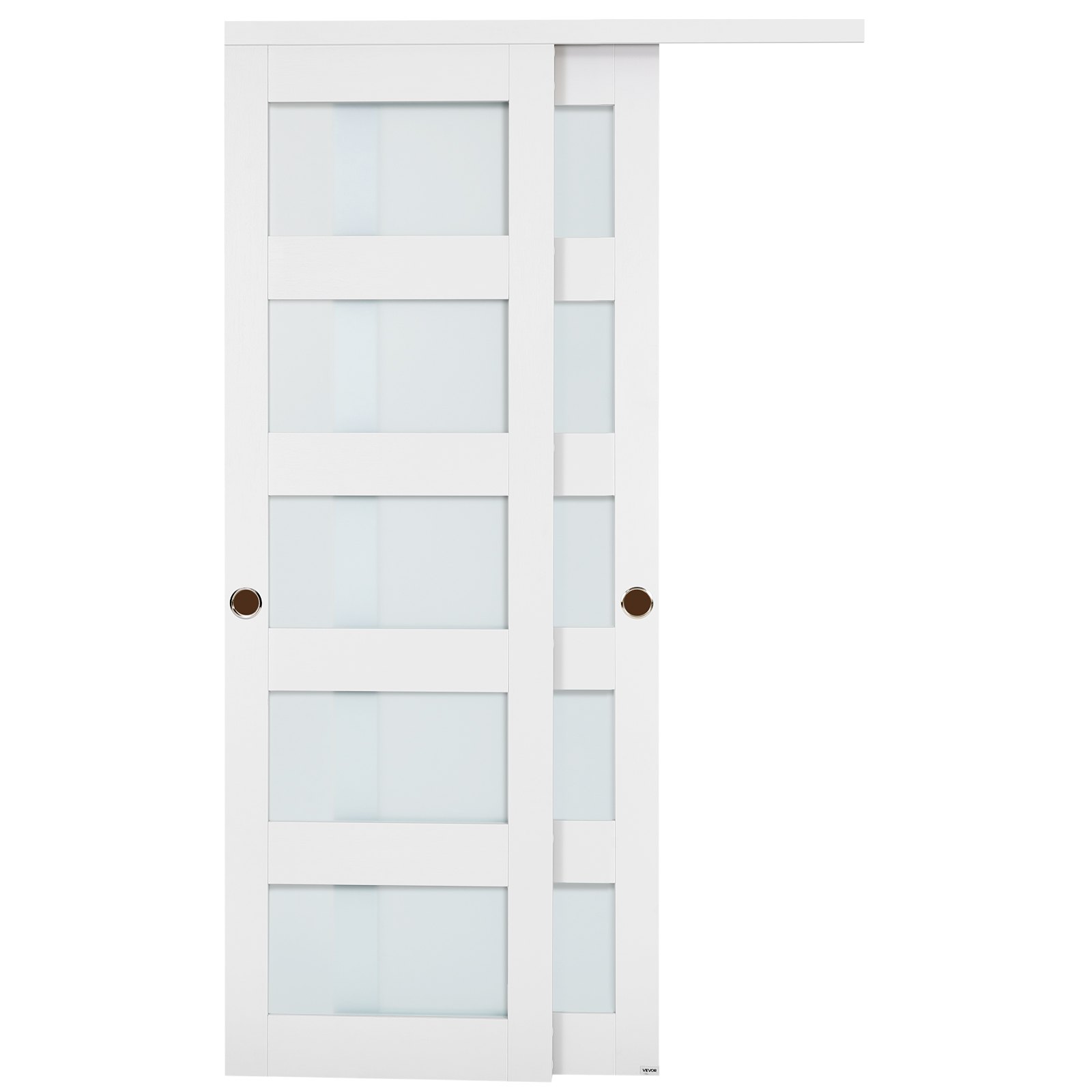 VEVOR Porta Scorrevole per Armadio, 1219 mm x 2032 mm, in Vetro Smerigliato a 5 Livelli con Kit Ferramenta, Lastra in Legno Massello e MDF con Superficie Impermeabile per Armadi Camere da Letto