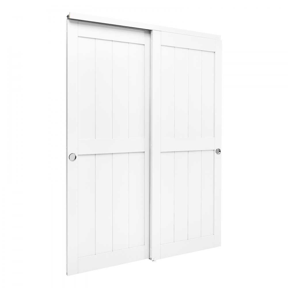VEVOR Ante Scorrevoli per Armadi a 2 Pannelli Dimensioni 1524 mm x 2032 mm, a Bypass in Legno, con Kit di Binari e Guida a Pavimento, Moderna Elegante e Salvaspazio, per Camere da Letto e Guardaroba